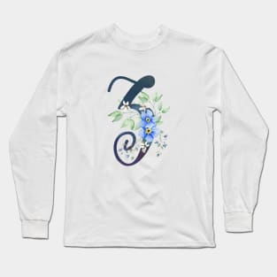 Floral Monogram Z Wild Blue Flowers Long Sleeve T-Shirt